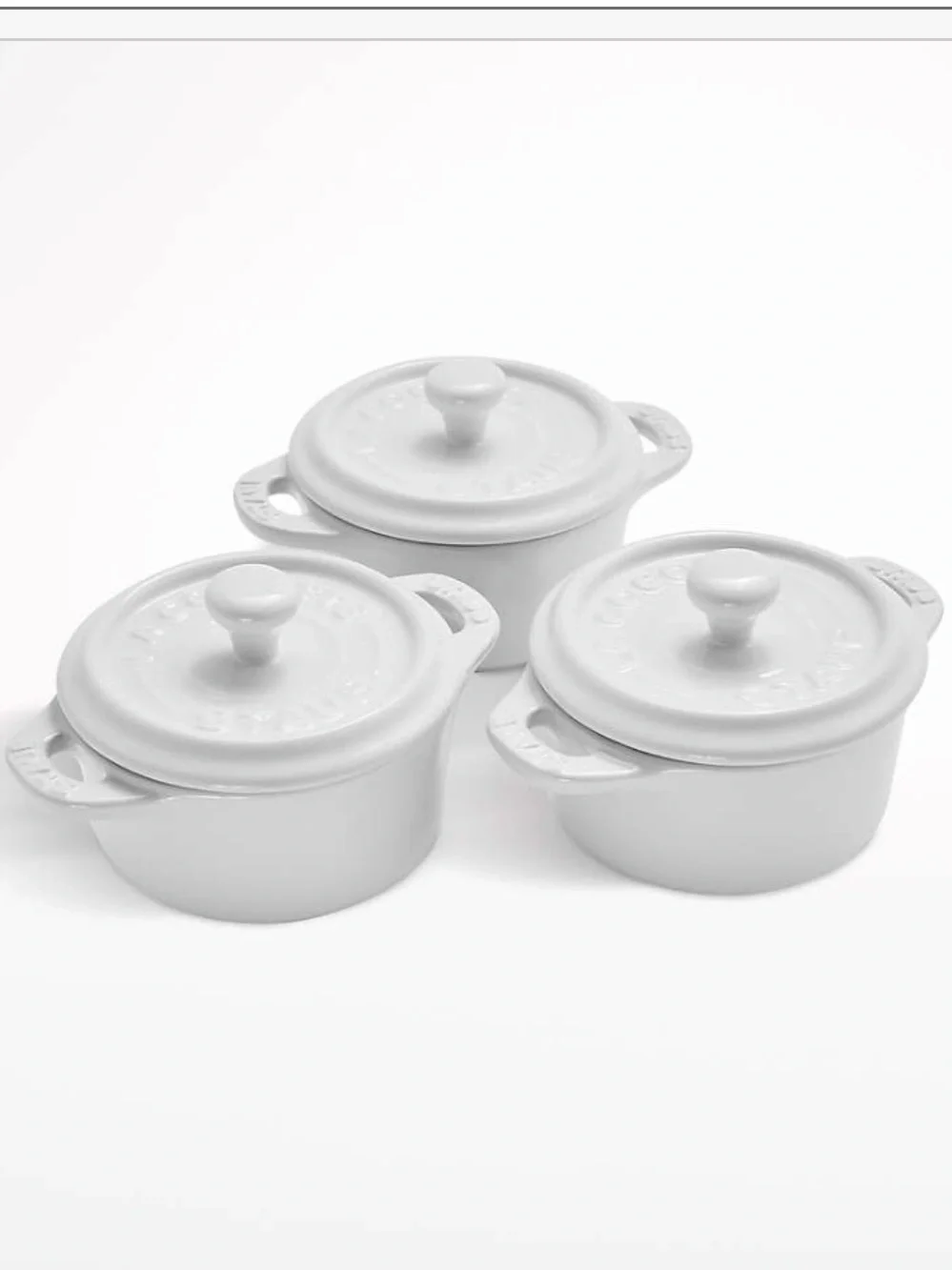 Staub White Round Mini Cocottes, Set of 3